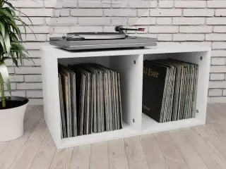 Opbevaringsreol til lp'er 71x34x36 cm konstrueret træ hvid