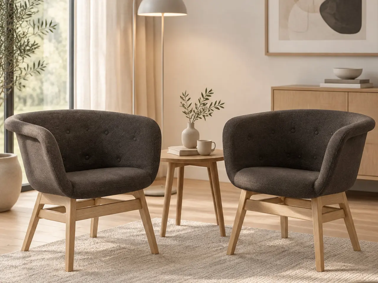 Billede 2 - +HALLE Chester Loungestol – Brun/Eg Stel