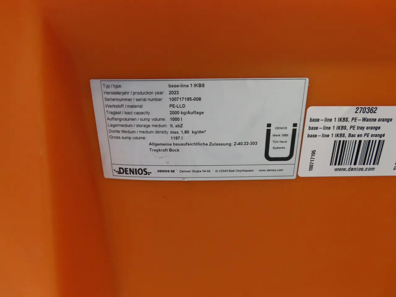 Billede 5 - 3 stk. Spildekar DENIOS Base-Line 1 IKBS
