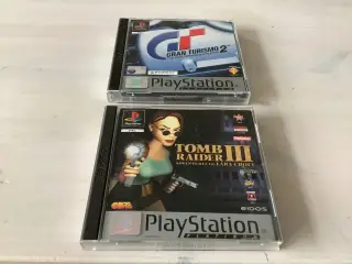 Gran Turismo2 og Tomb Raider 3 og 3 andre ps1 spil