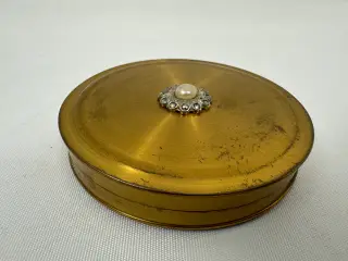 Vintage messing pudderdåse m. spejl