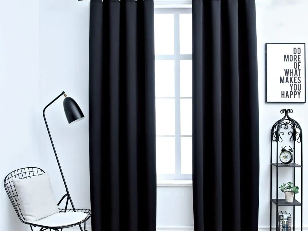 Billede 1 - Mørklægningsgardiner 2 stk. med metalringe 140 x 225 cm sort