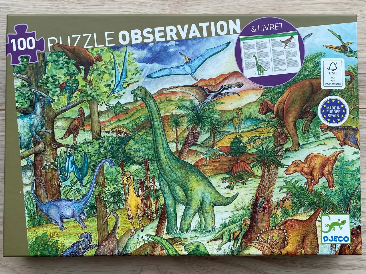 Billede 1 - Djeco Observation Puzzle / Dinosaurer 100 Store