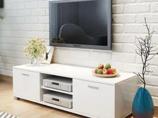 TV-bord i hvid højglans - 140 x 40,5 x 35 cm