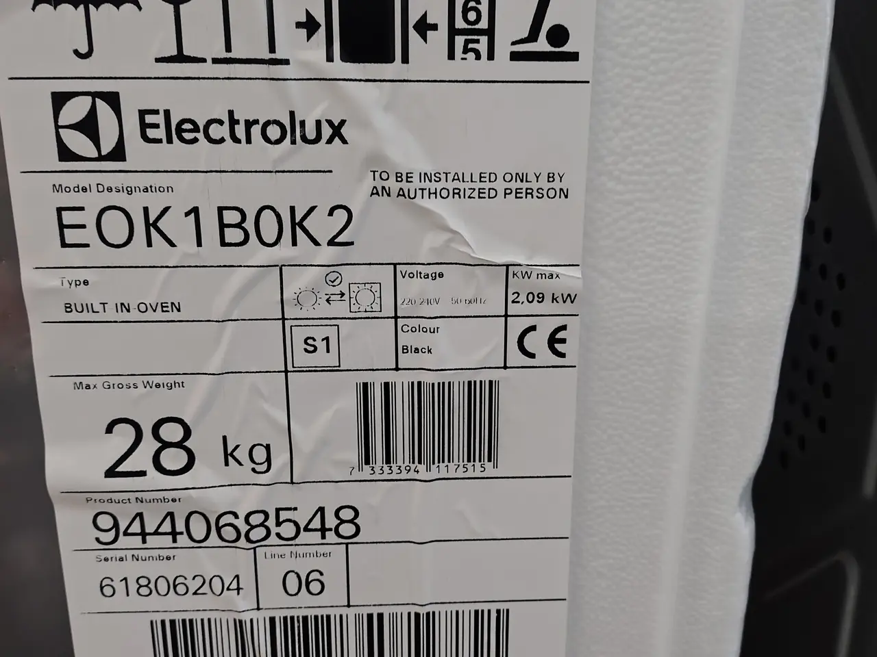 Billede 4 - Indbygningsovn, ny ELECTROLUX