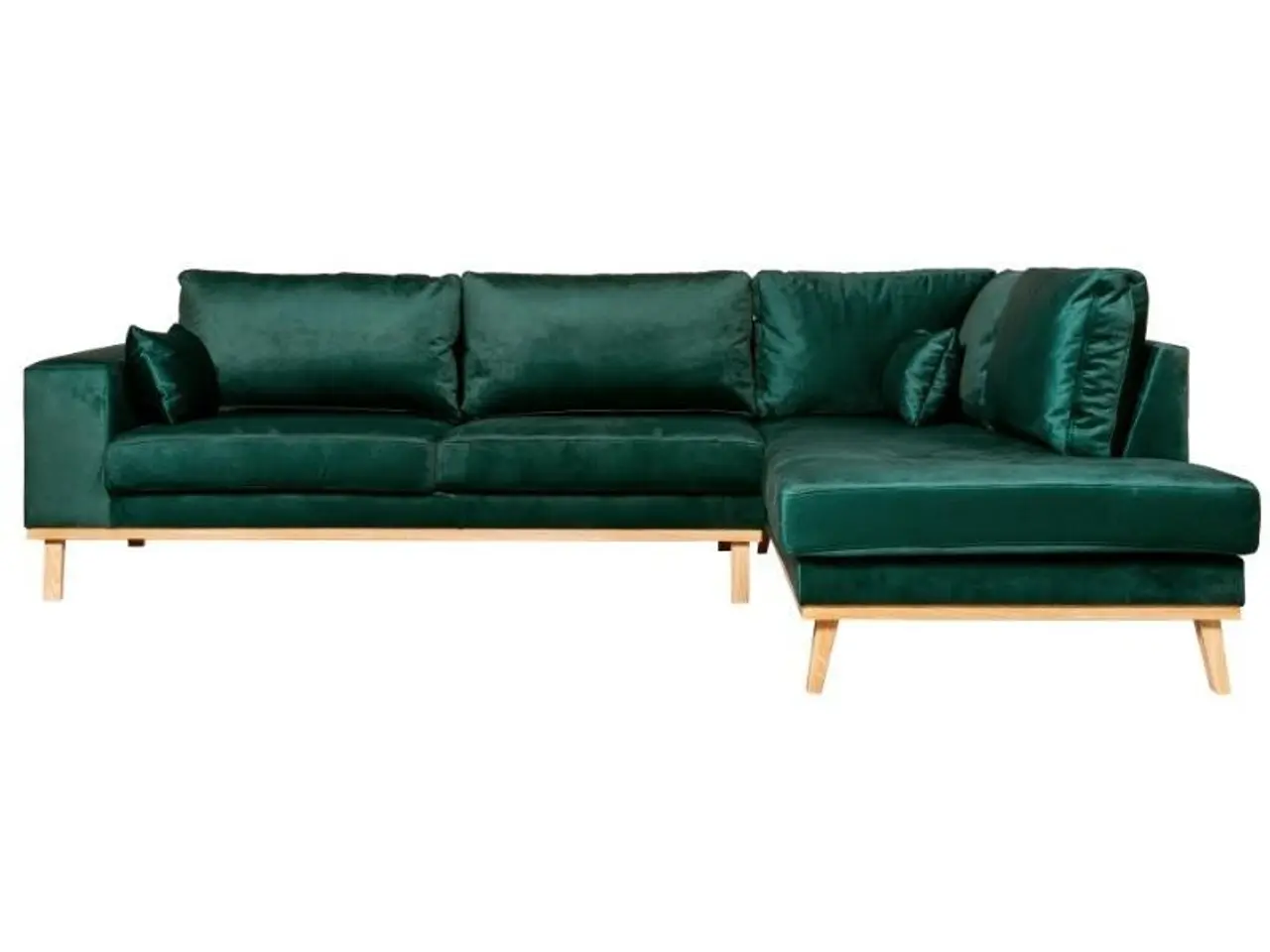 Billede 1 - Simone hjørnesofa med åben ende - højrevendt, grøn velour