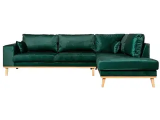 Simone hjørnesofa med åben ende - højrevendt, grøn velour