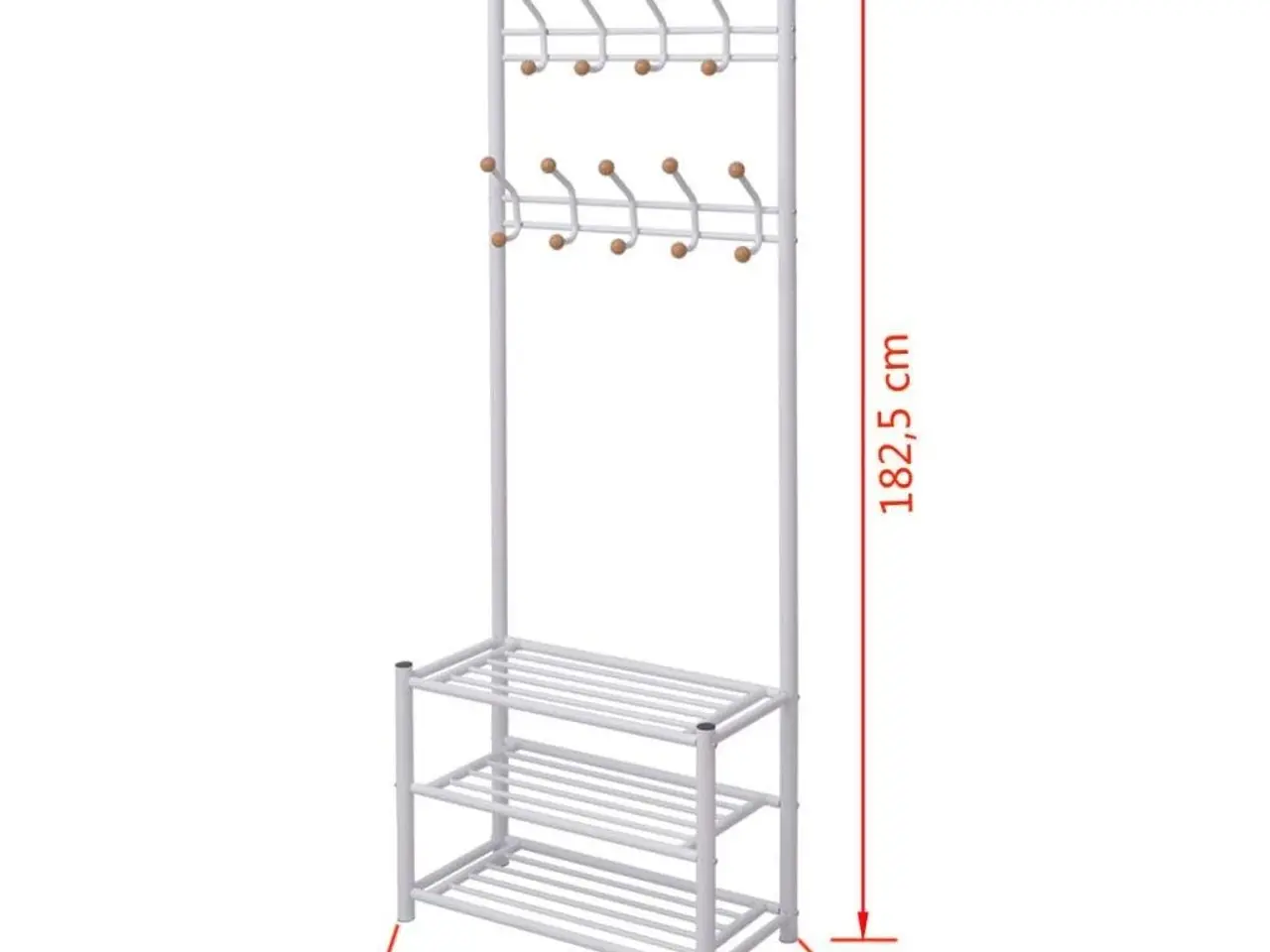 Billede 4 - Knagerække med skoopbevaring 68x32x182,5 cm hvid