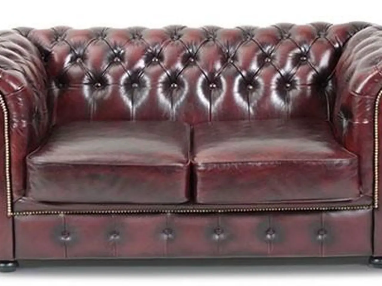 Billede 1 - Liverpool Chesterfield 2-personers sofa - oxblod læder