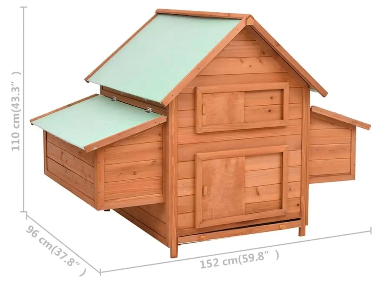 Billede 7 - Hønsehus 150x96x110 cm massivt grantræ