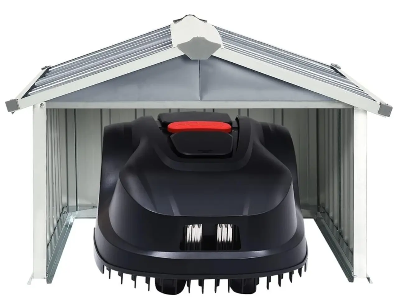 Billede 3 - Garage til robotplæneklipper 92×97×63 cm - galvaniseret stål, grå