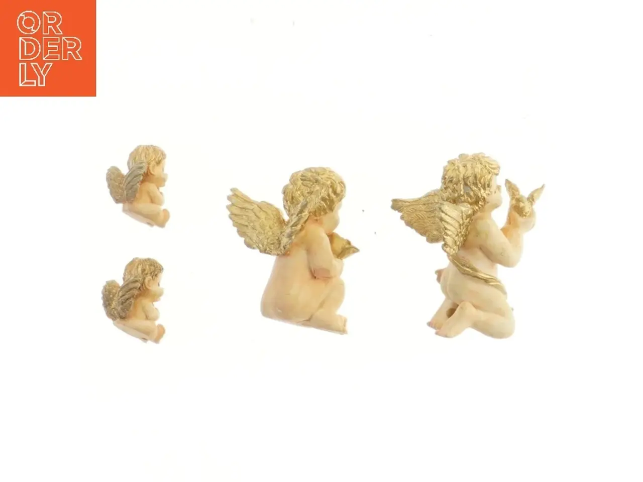 Billede 2 - Engle figurer med gyldne vinger (str. 9 & 4 cm)