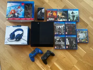 PS4 gamingpakke – 2 controllere + 9 spil + headset