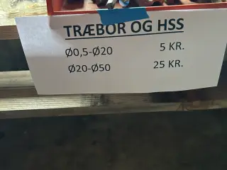 Træ og HSS bor