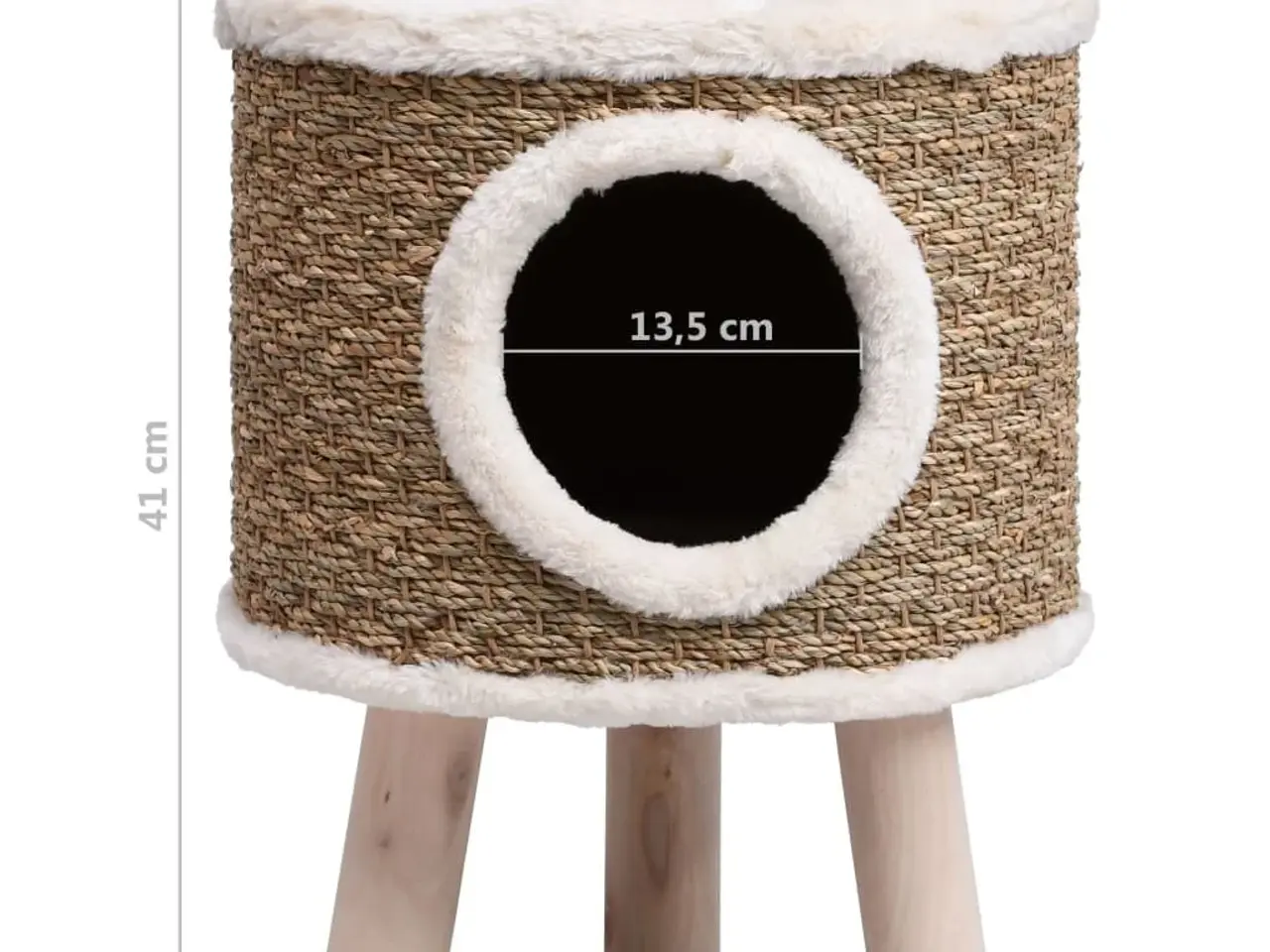 Billede 8 - Kattehus med træben 41 cm - søgræs og plys