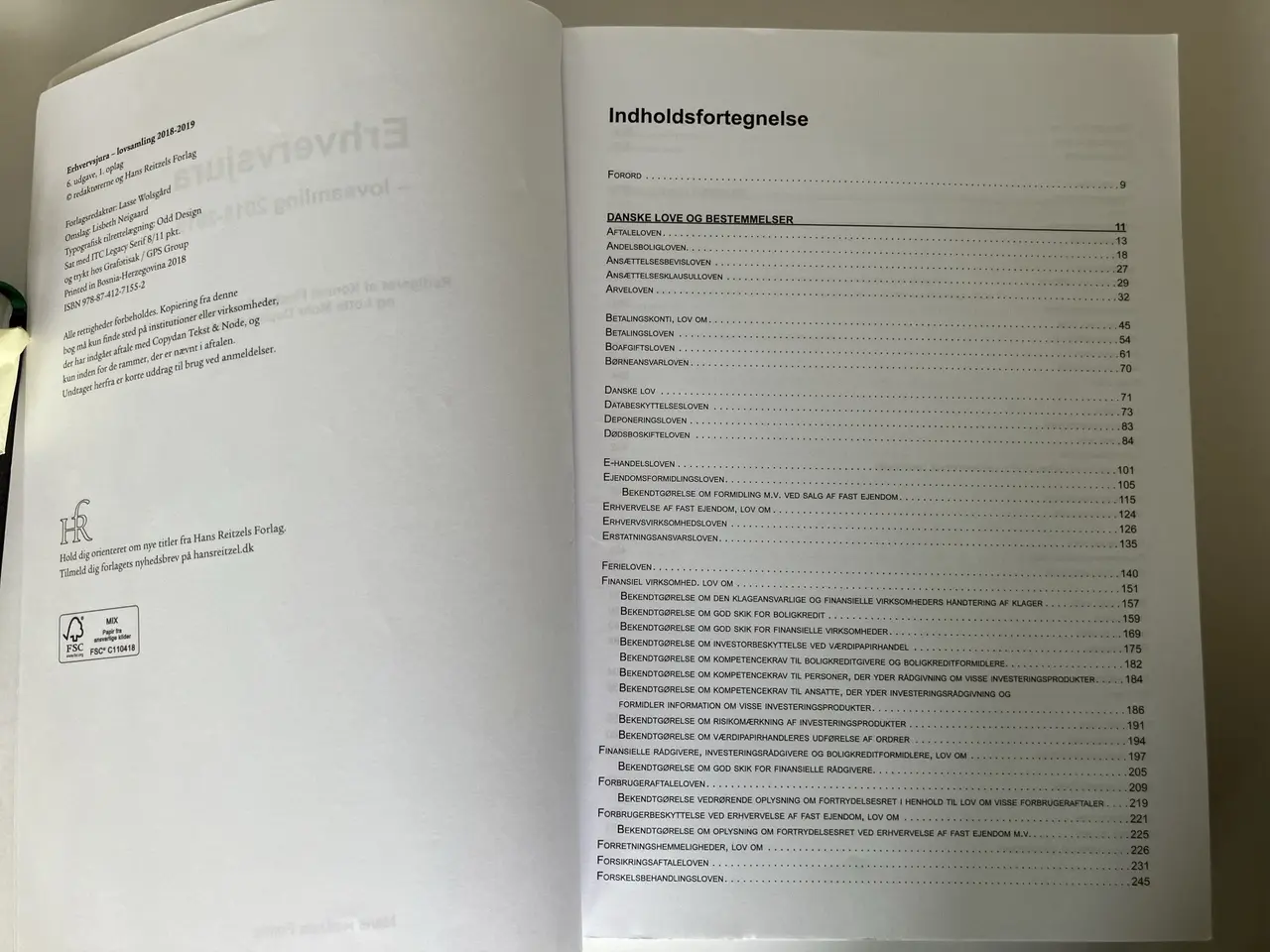 Billede 3 - Erhvervsjura - Lovsamling 2018-2019. Red. Tinten,