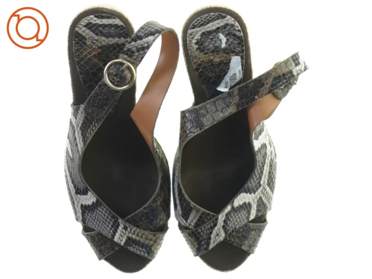 Billede 2 - Sandal med kilehæl i imiteret slangeskind fra Billi Bi (str. 39)