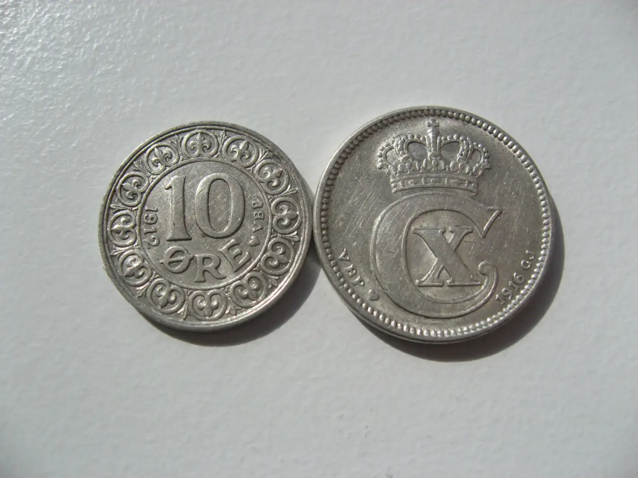 Billede 1 -  Særdeles flotte sølv 10 ø 1912 & 25 ø 1916