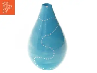 Blå vase med prikmønster (str. 15 cm)
