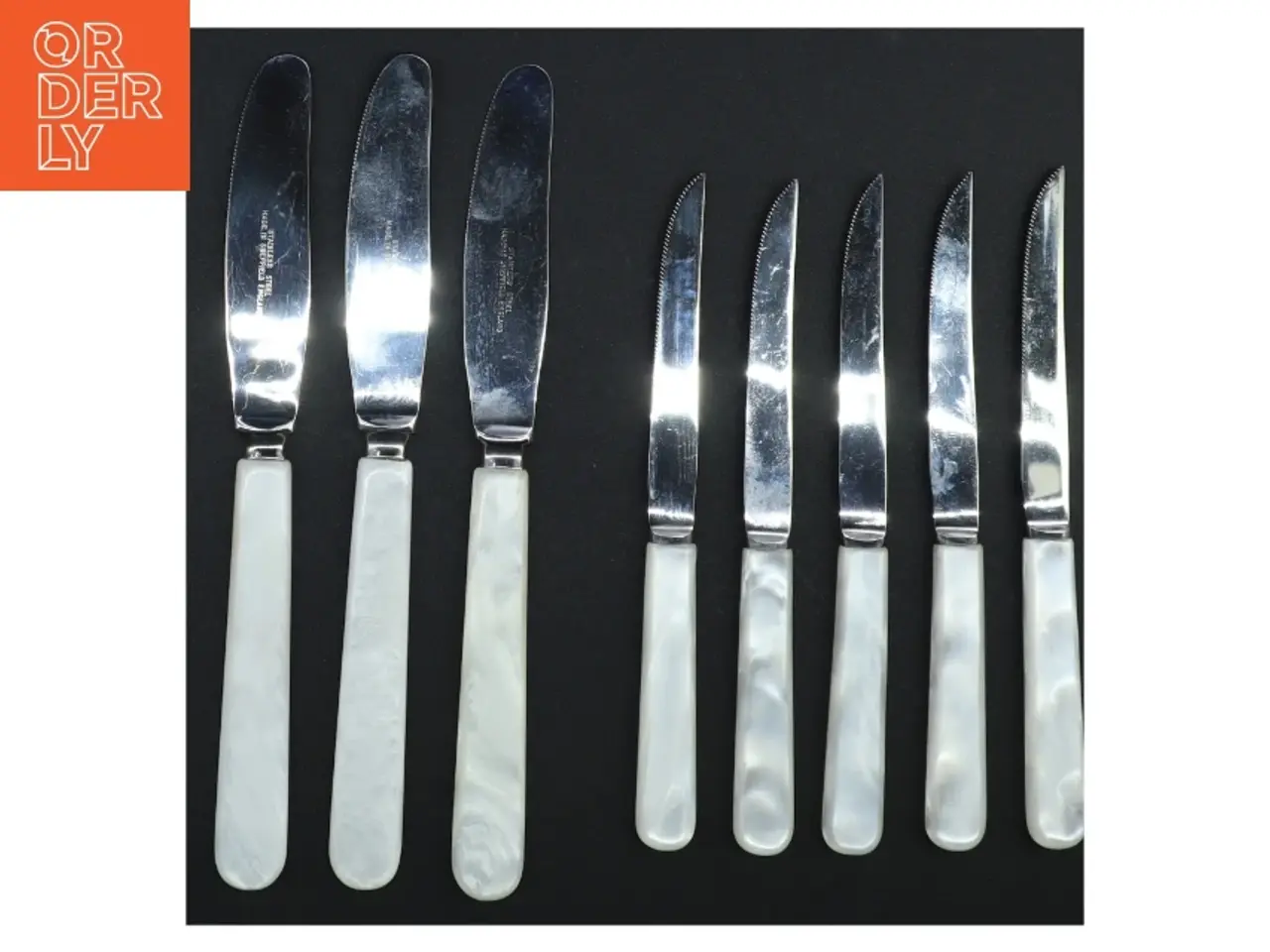 Billede 1 - Sæt af knive med perlemorsgreb (str. 21,5 cm 17,5 cm)