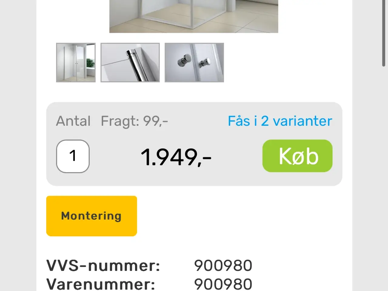 Billede 2 - Brusehjørne HUA 4 90x90