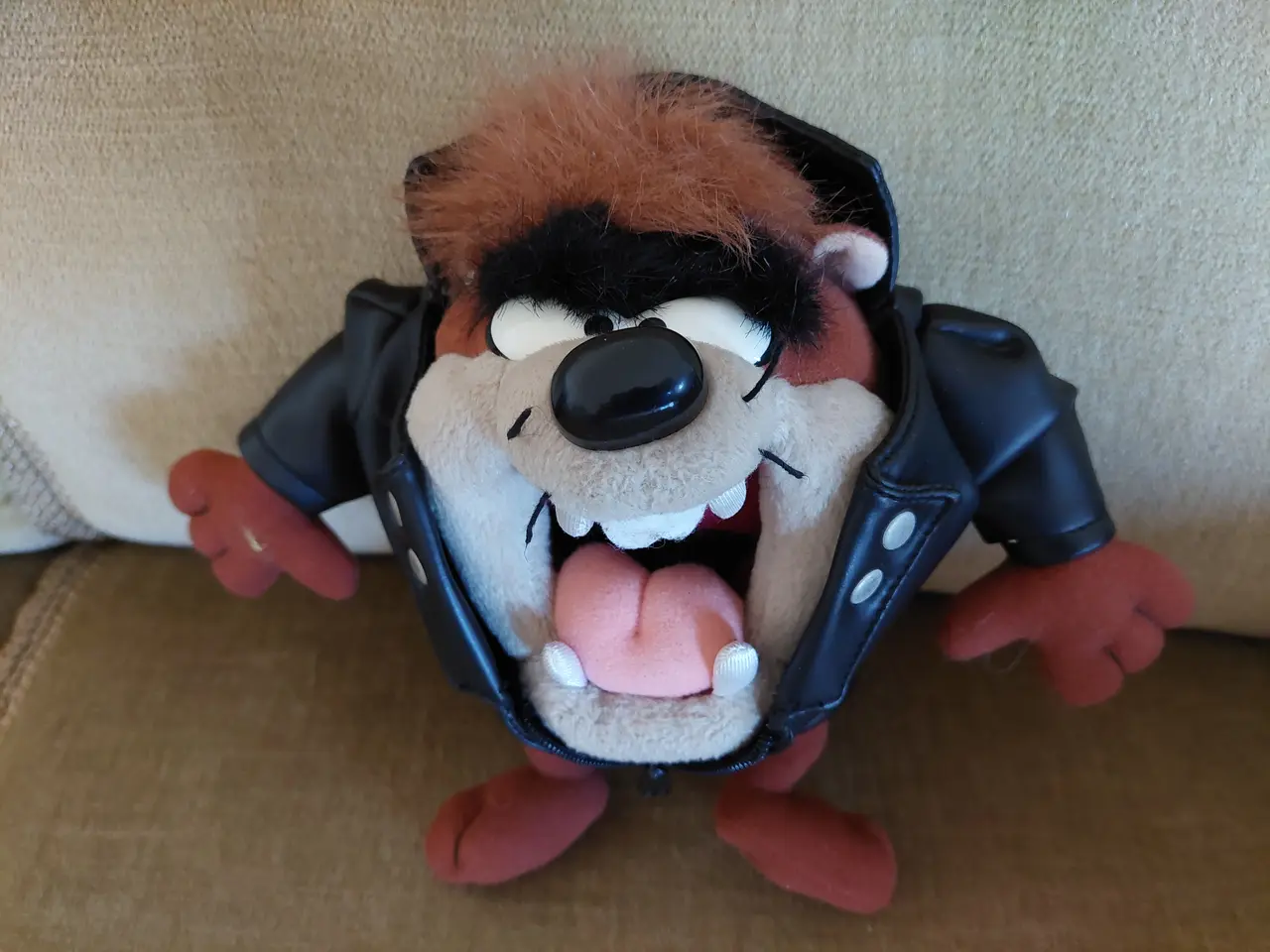 Billede 1 - Sjælden Taz (Looney Tunes) bamse m. læderjakke