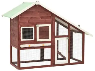 Kaninbur 140x63x120 cm massivt fyrretræ mokka og hvid