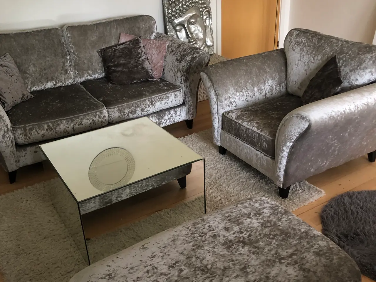Billede 4 - Sølv velour sofagruppe