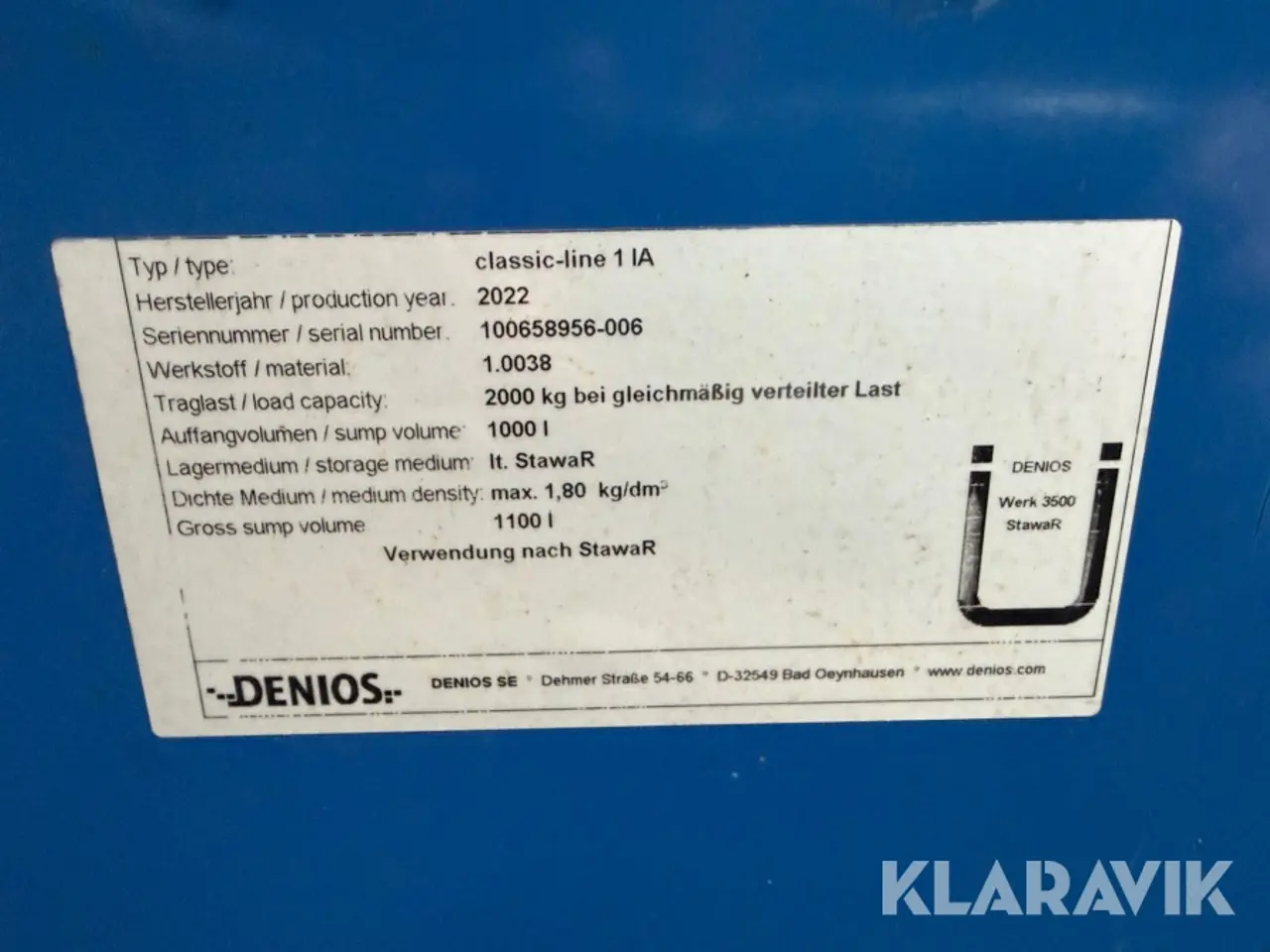Billede 11 - Opsamlingskar / spildbakke Denios Classic-line 1 IA
