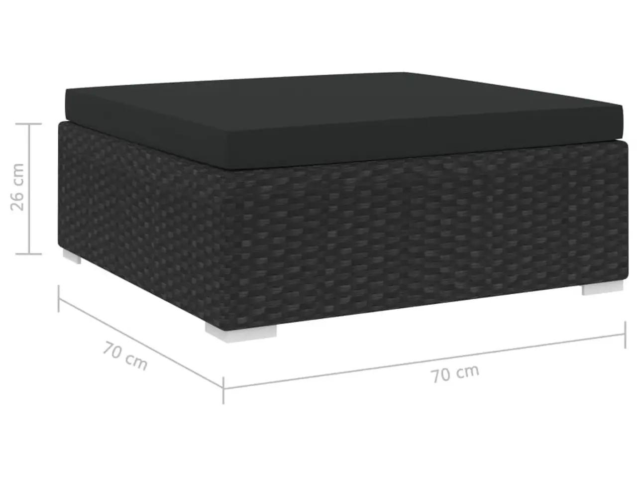 Billede 4 - Fodskammel med hynde i polyrattan - sort, 70 × 70 cm