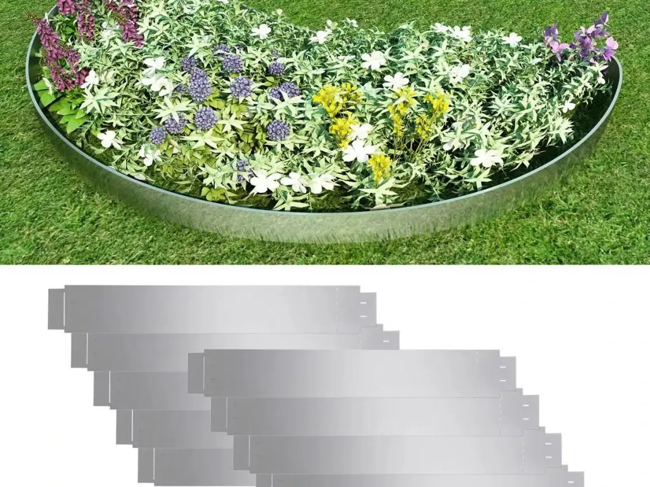 Billede 1 - Fleksibel bedkant 10 stk. 100 x 14 cm galvaniseret stål