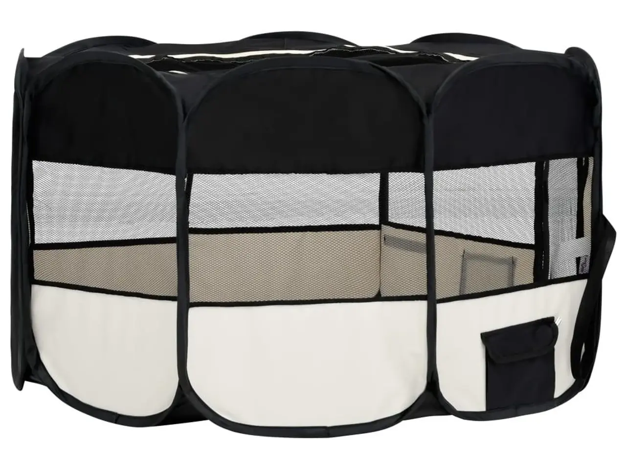 Billede 4 - Foldbar hundegård med bæretaske - 145 × 145 × 61 cm, sort/creme