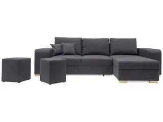 Mark vendbar sovesofa m. puffer - Koksgrå Inari 95