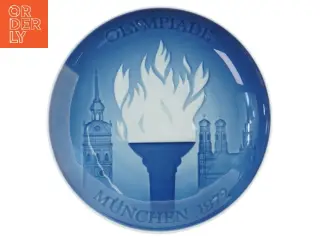 Olympiade Münchner 1972 porcelæn platte fra Bing Og Grøndal (str. Ø 18 cm)
