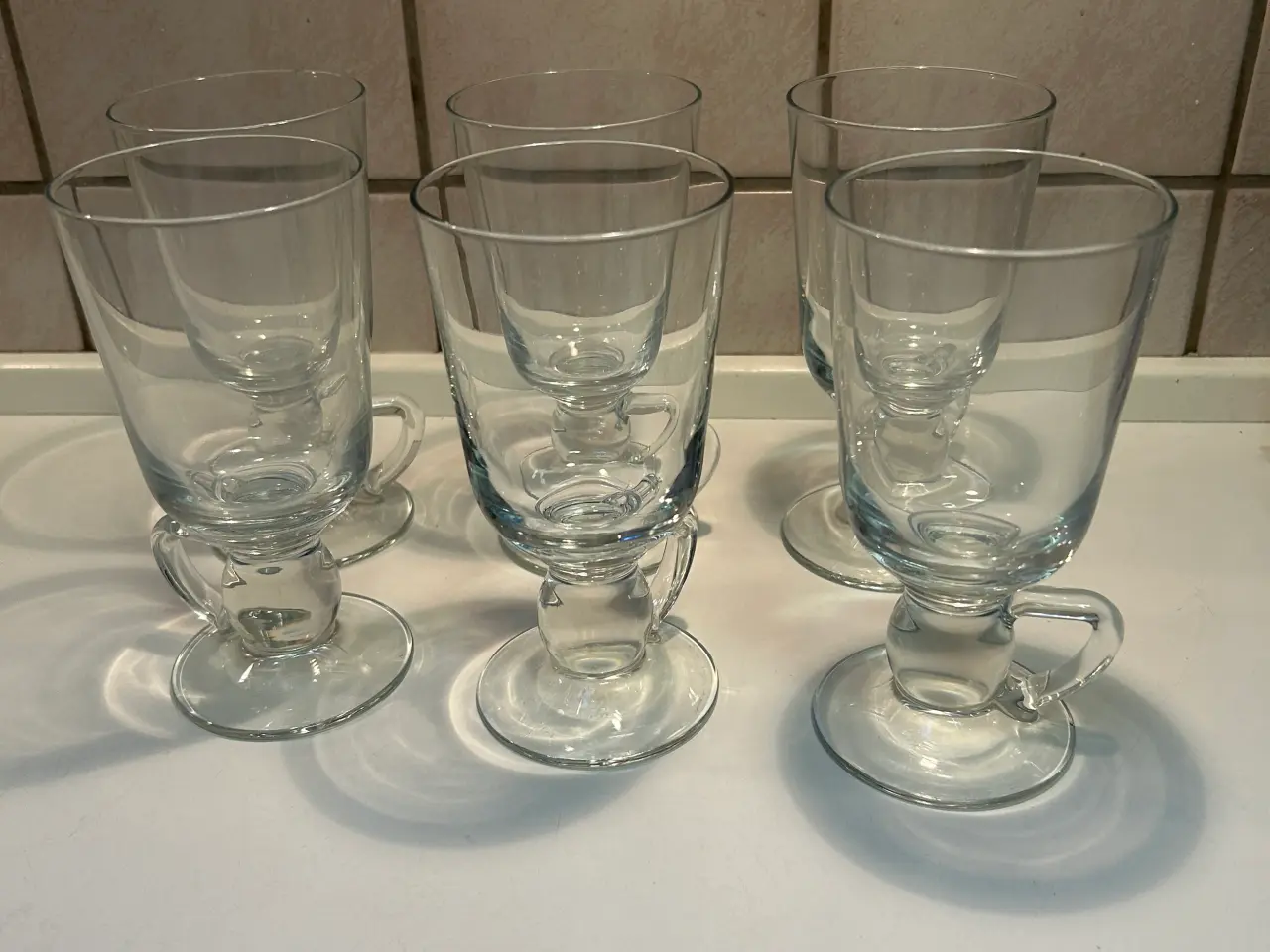 Billede 1 - 6 stk. glas på fod med hank RETRO