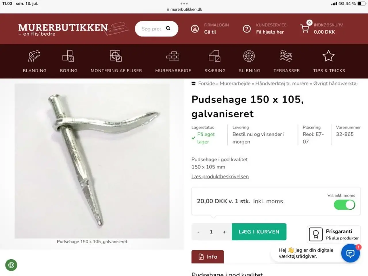 Billede 2 - 10 stk galvaniserede pudshager 