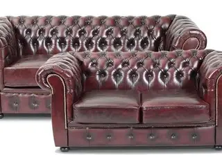 Liverpool Chesterfield sofasæt 2+3 pers. - oxblod læder
