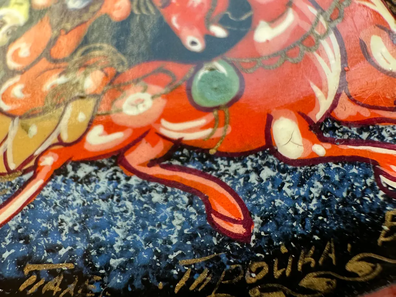 Billede 3 - Vintage håndmalet russisk broche fra Palekh.