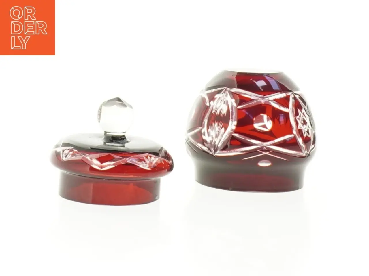 Billede 4 - Rød krystal krukke (str. 12 x 9 cm)