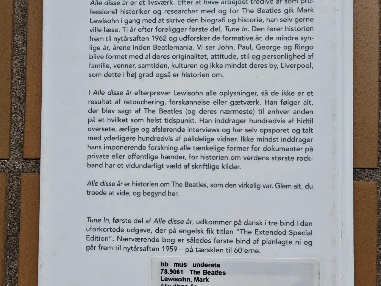 Billede 2 - The Beatles Tune in BOG Mark Lewisohn