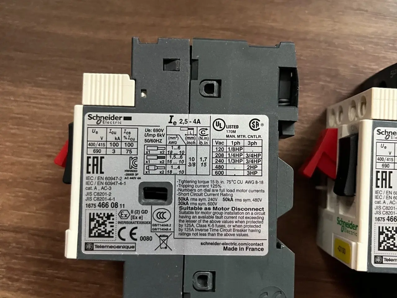 Billede 4 - Schneider GV2ME08 Motor automatsikring 2.5–4 A 3P