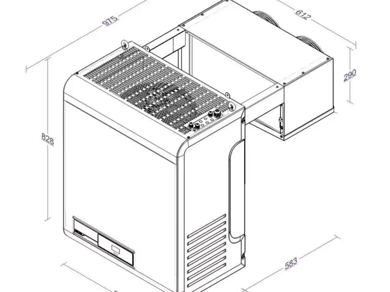 Billede 3 - Væg Køleaggregat 21 – 36,7 m³ – 1,2 kW