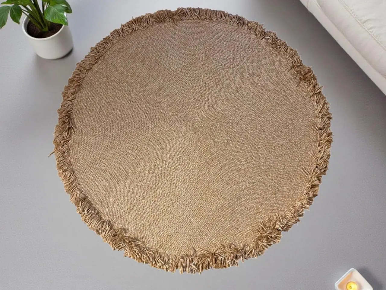 Billede 2 - Stilfuldt rundt tæppe (Naturfarve, Ø 120 cm)
