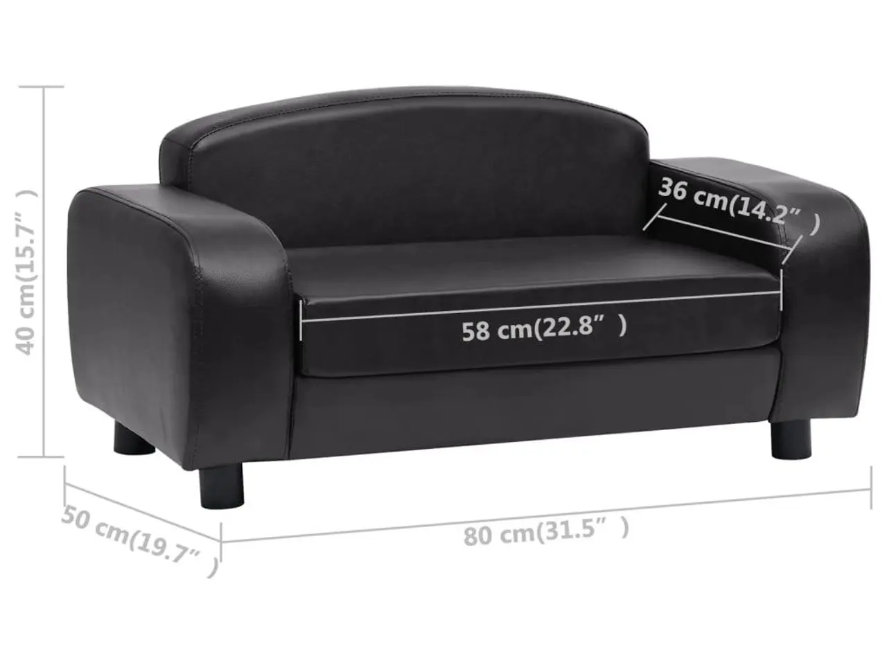 Billede 10 - Hundesofa i kunstlæder - sort, 80 x 50 x 40 cm