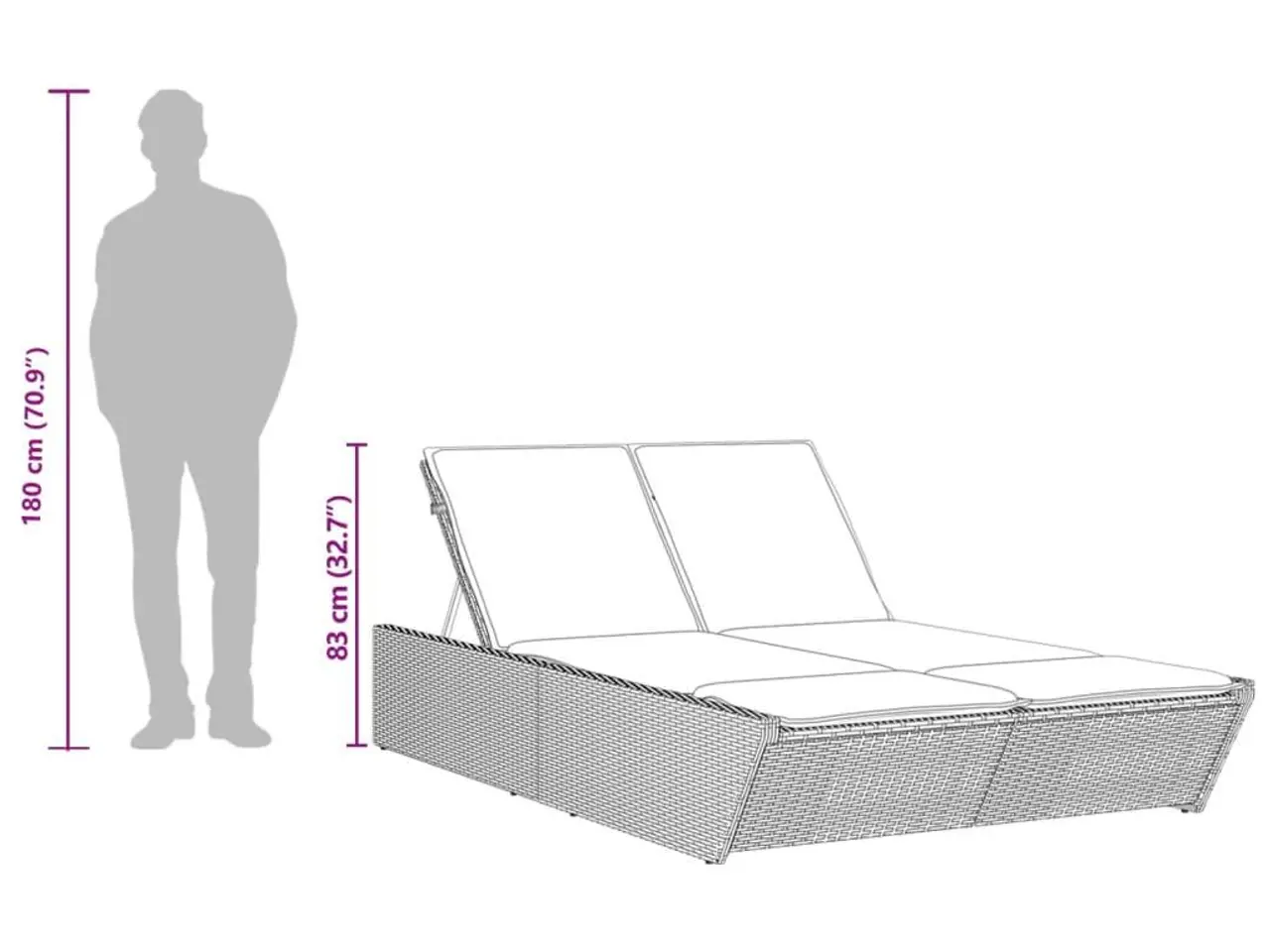 Billede 11 - Dobbelt loungesofa med hynder polyrattan sort