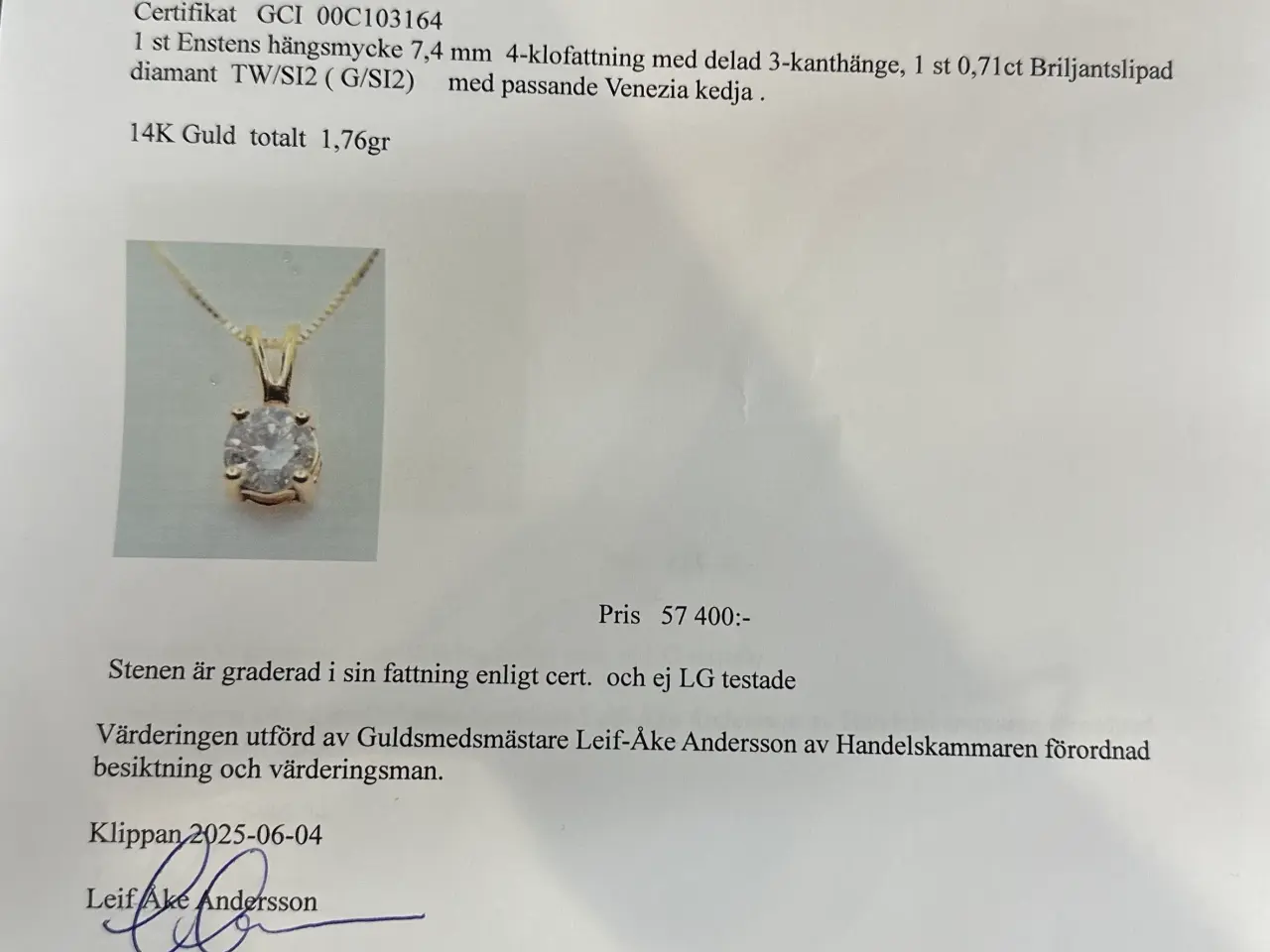 Billede 7 - Halskæde 0,71 karat