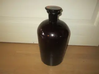 Flot stor Apoteker flaske med prop/låg 36 cm i høj