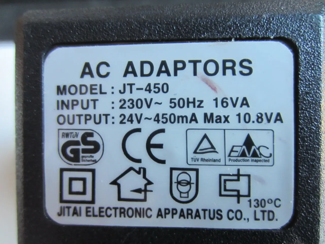 Billede 2 - JITAI JT-450 AC Adapter 24V~  450mA 10.8VA