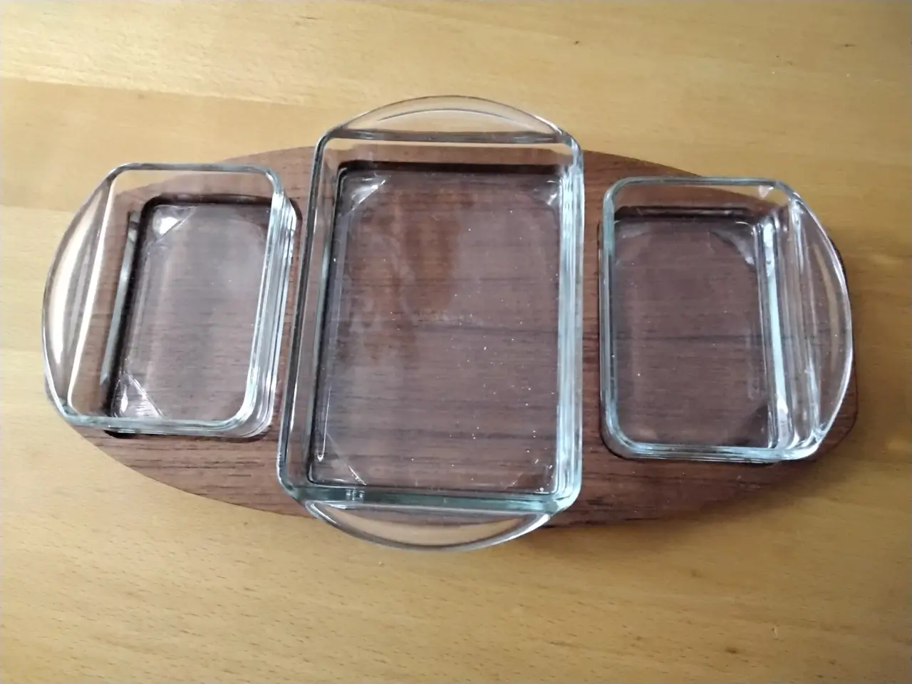 Billede 1 - Cabaretfad, standerlampe, bakke og knivblok i teak