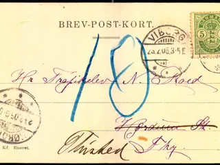 Efterporto - Postkort fra Viborg 23 - 2 - 1905 - Efterporto 10 Øre - Stjernestempel !